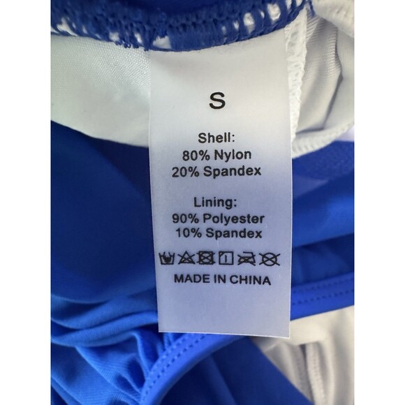 Women's Bikini Set Tummy Control Two Pcs Swimsuit Mesh One Shoulder royal blue S - Picture 15 of 15